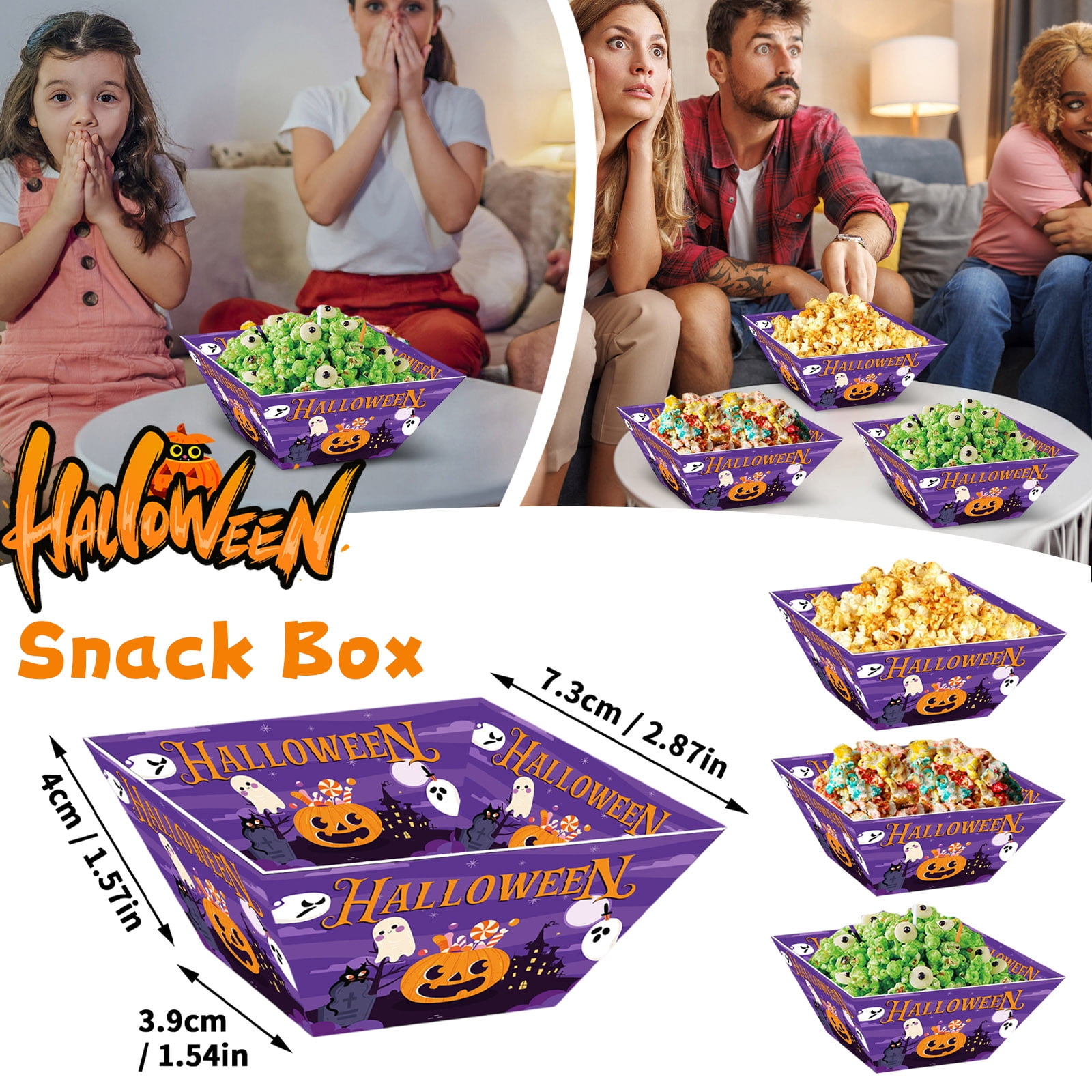 Halloween Themed Square Snack Box 12 Pack, Ideal for Party Snacks ...