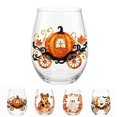 thumbnail image 1 of Halloween Themed Stemless Glass Cups, 400ml 2D Decal Decorative Drinking Glasses, Festive Holiday Atmosphere Glassware for Halloween Party Home Table Decor(A), 1 of 5