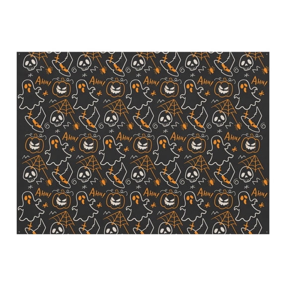 Halloween Themed Studio Backdrop 8x6ft - Gothic Darkness Artwork with Witch and Skull