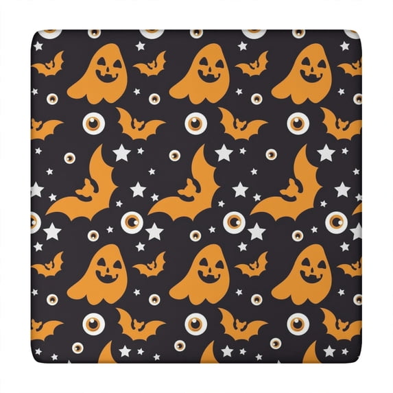Halloween Themed Table Cover with Elastic Edge 34x34 Inch Square - Features Spooky Ghosts and Pumpkins Pattern for Seasonal Decor