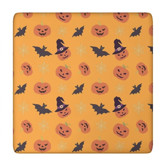 Halloween Themed Table Cover with Elastic Hem 34x34 Inch Square - Features Spooky Ghosts and Pumpkins Pattern for Seasonal Decor