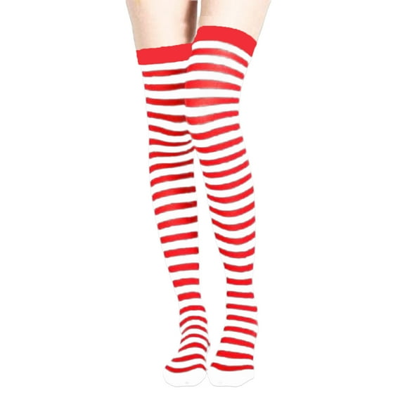 Halloween Thigh High Socks for Women Carnivals Striped Print Elastic Long Over Knee Stockings for Cosplay Party Costume