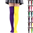thumbnail image 1 of Halloween Thigh High Socks for Women Over Knee Socks Long Color Block Stockings (K), 1 of 7