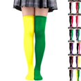 thumbnail image 1 of Halloween Thigh High Socks for Women Over Knee Socks Long Color Block Stockings (L), 1 of 7