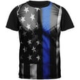thumbnail image 1 of Halloween Thin Blue Line Superhero Costume All Over Mens Black Back T Shirt Multi X-LG, 1 of 1