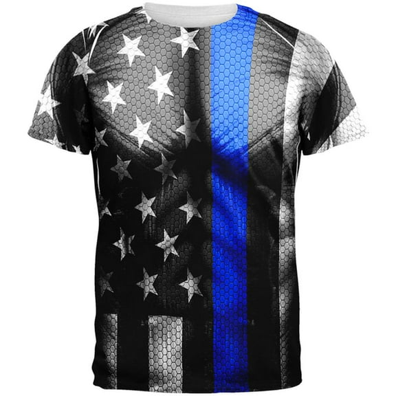 Halloween Thin Blue Line Superhero Costume All Over Mens T Shirt Multi MD