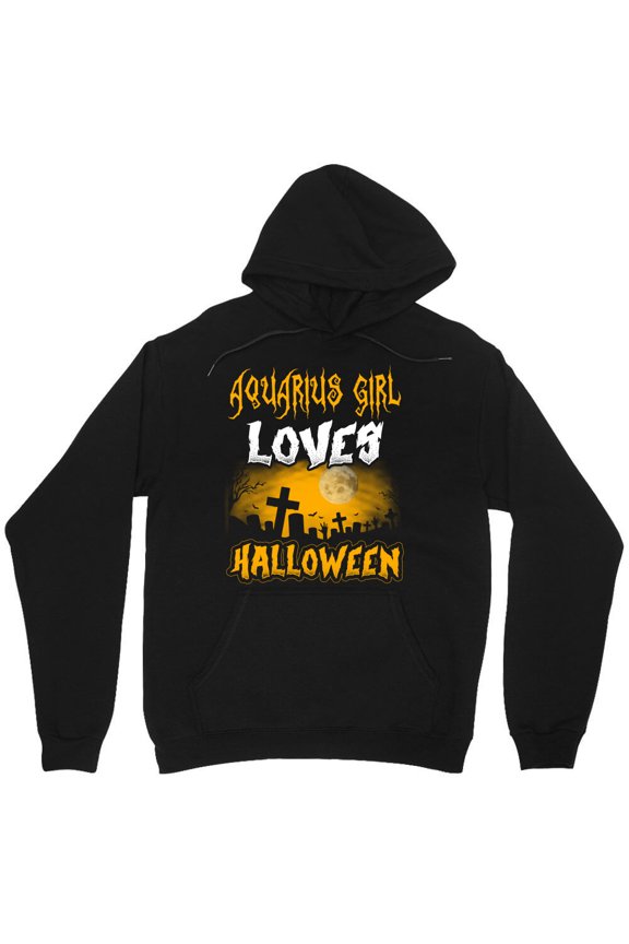 Halloween "This Aquarius Person Loves Halloween" Graphic Funny Holiday Zodiac Simple M7763 Unisex Hoodie, Up to Size 5XL