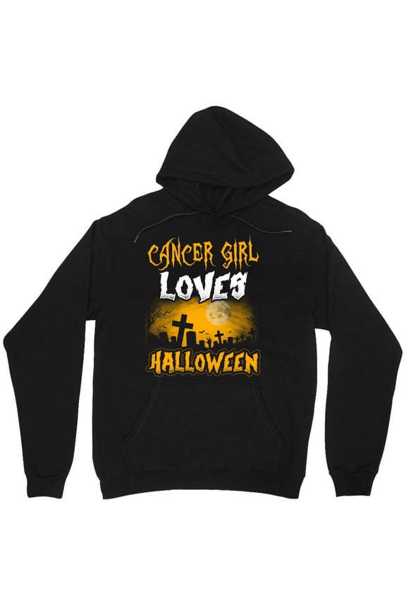 Halloween "This Cancer Person Loves Halloween" Graphic Funny Holiday Zodiac Simple M7766 Unisex Hoodie, Up to Size 5XL