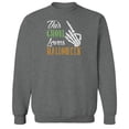 thumbnail image 1 of Halloween This Ghoul Graphic Graphite Heather Men's Cotton Pullover Sweatshirt, 1 of 1