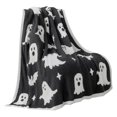 thumbnail image 1 of Halloween Throw Blanket 27x40 Inch, Soft Flannel Fleece with Ghost Pumpkin Bat Print, Cozy Small Holiday Blanket for Travel & Couch (E ,27"×40"), 1 of 8