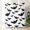 thumbnail image 1 of Halloween Throw Blanket Bat Print - Cozy Flannel-Like Polyester Blanket for Sofa, Bed Decor & Holiday Ambiance - Family Halloween Gift & Home Decor Accessory(White), 1 of 6