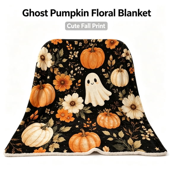 Halloween Throw Blanket Cute Ghost Pumpkin Double Sided Extra Thick & Soft for Sofa Couch Bed Travel Halloween Decorations by MPOISVA