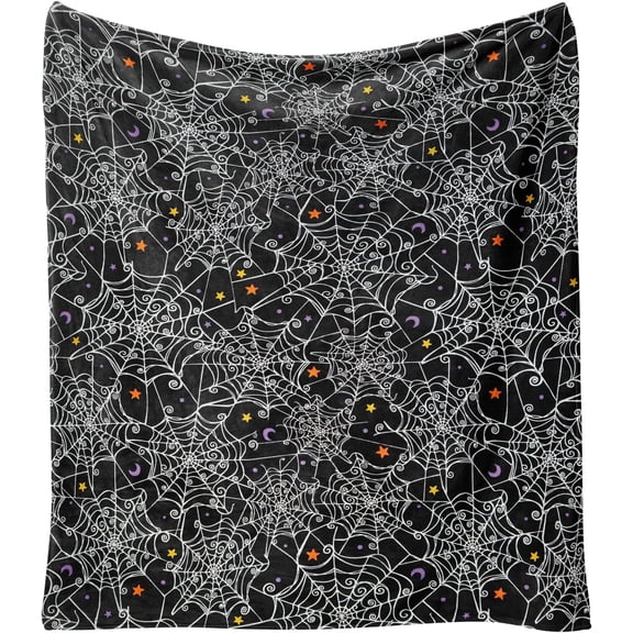 Halloween Throw Blanket,Cute Gothic Spider Webs and Stars Blankets,Goth Spooky Gifts for Women Flannel Blanket for Home Living Room Couch Bed Chair Dorm Decor 60"x50"