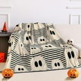 thumbnail image 1 of Halloween Throw Blanket Cute Rustic Ghost Flannel Blanket Farmhouse Spooky Blanket Soft Black White Striped Blanket Retro Halloween Decoration for Sofa Bed Holiday Party Gifts,50 x60, 1 of 6
