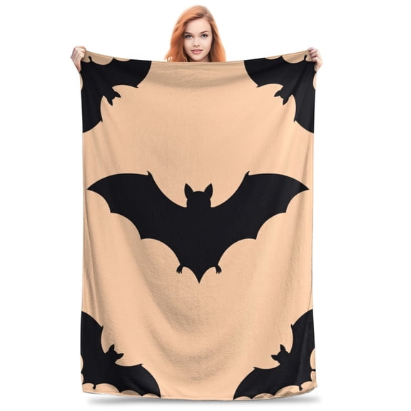 Halloween Throw Blanket Flannel Bat Design All Season Throw Warm Cozy Plush Soft Home Decor for Couch and Bed 50x40