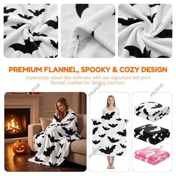 Halloween Throw Blanket Flannel Soft Cozy Decorative Blanket Black for Couch Sofa Bed Halloween Decorations Gifts Fall Home Decor 39.4x27.6in by Xuniizn