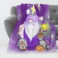 thumbnail image 1 of Halloween Throw Blanket Funny Sleepy Gnome Ghost Witchy Cat Spooky Fleece Blanket, Soft Cozy Lightweight Halloween Purple Blanket for Couch Bed Sofa Home Decorations 60" x 80", 1 of 6
