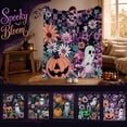thumbnail image 1 of Halloween Throw Blanket, Ghost Halloween Decor, Halloween Pumpkin Decor, Halloween Floral Throw Blanket, 60X52 Inch Soft Cozy Plush Blanket for Couch Bed Sofa, Spooky Purple, 1 of 6