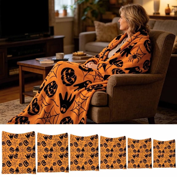 Halloween Throw Blanket Gift Decor Flannel Fleece Soft Warm Decorative Classic Ghost Pumpkin Print for Family Friends by MPOISVA