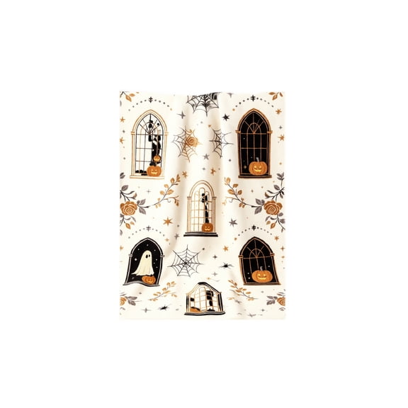 Halloween Throw Blanket Gift Decor Flannel Fleece Soft Warm Decorative Classic Ghost Pumpkin Print for Family Friends