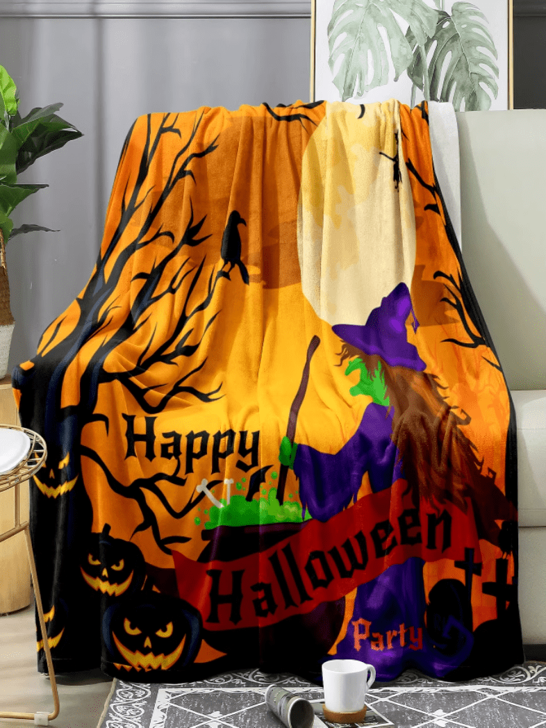 Halloween Throw Blanket Happy Halloween Party Spooky Lightweight Cozy 
