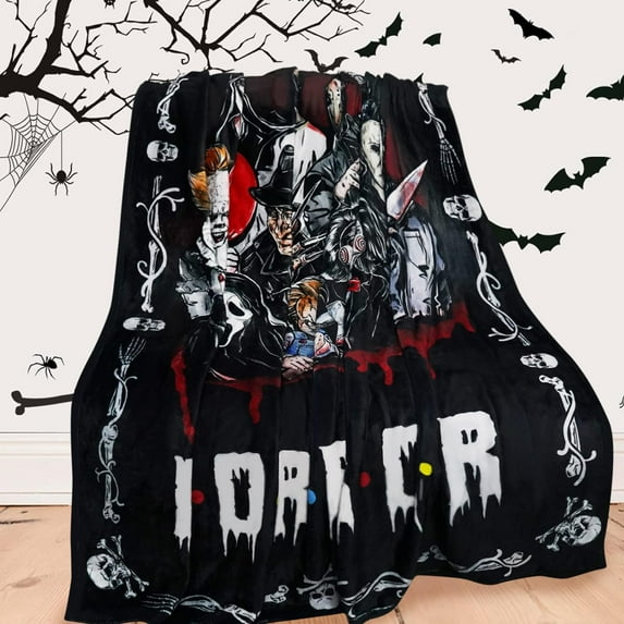 Halloween Throw Blanket Horror Spooky Fleece Blanket Gifts for Men Women Kids Adults, Halloween Blankets and Throws Party Decorations, 50x60