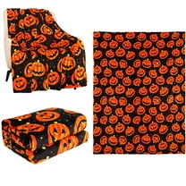 Halloween Throw Blanket | Orange Pumpkin Fall Fleece Blanket | Soft, Plush, Warm Black Fall Cabin Throw, 70x100 (Pumpkin Halloween)