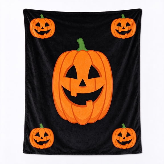 Halloween Throw Blanket, Orange Pumpkin Fall Throw Blanket, Soft Cozy Plush Blanket for Couch Sofa Bed, Halloween Home Decor 50x40