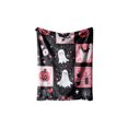 thumbnail image 1 of Halloween Throw Blanket with Pink and Black Plaid Fleece Design Featuring Pumpkins and Bats, Soft Fall Fleece Throw Blanket for Couch and Home Decor, Cozy Halloween Decorations, 1 of 5