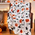 thumbnail image 1 of Halloween Throw Blanket Pumpkin Blanket Decorated Spider Web Print on White Super Soft Plush Blanket for Couch Bed Sofa Chair and Cozy for All Seasons 50"X60", 1 of 6
