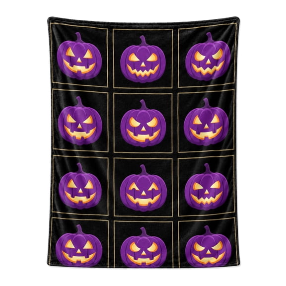 Halloween Throw Blanket | Pumpkin Patch Soft Plush | Cozy Warm Fall Cabin Couch Throw | Autumn Harvest Decor 50x40