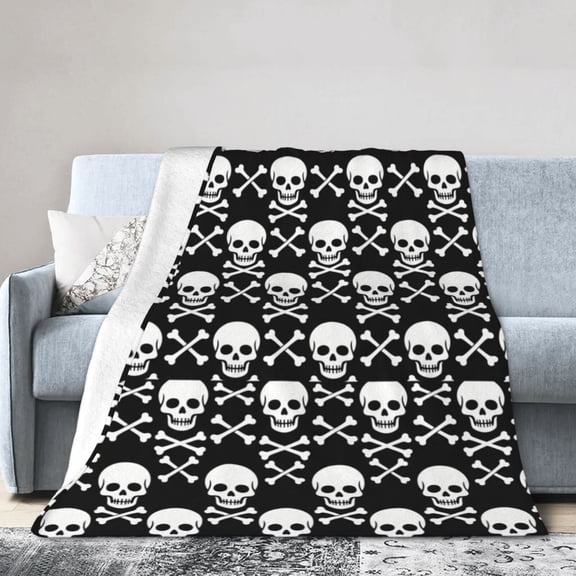 Halloween Throw Blanket, Skull & Bones Horror Throw Blanket, Spooky Themed Cozy Blanket for Halloween Lovers, Home Decor for Bed Couch Sofa 50x40