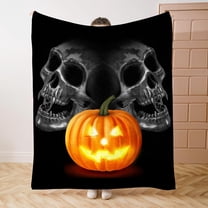 Halloween Throw Blanket Skull Throw Blanket Orange Pumpkin Throw Blanket Outdoor Decorative Print Blanket for Couch Sofa Bed Soft Lightweight Fuzzy Plush Fleece Blankets and Throws 30x40