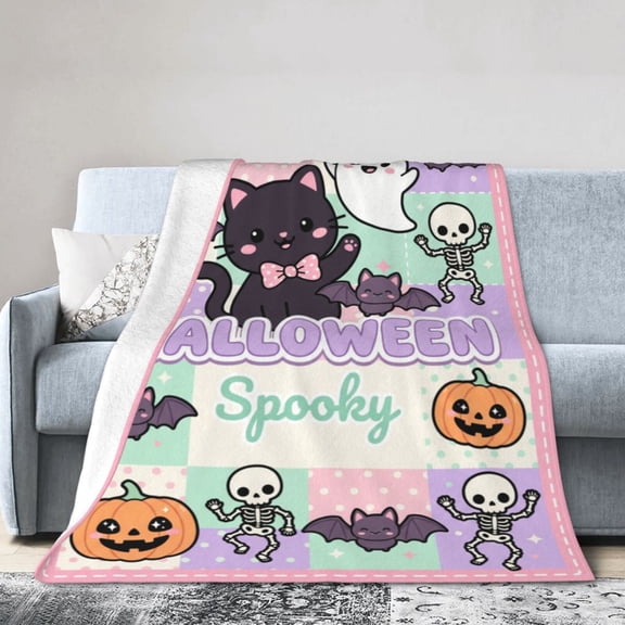 Halloween Throw Blanket, Soft Cozy Warm Plush Flannel Blanket for Living Room Couch Bed Decor 50x40
