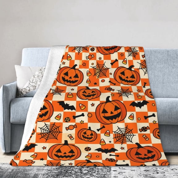 Halloween Throw Blanket, Soft Plush Flannel Throw, Cozy Halloween Decor for Party, Sofa Couch Home Decor 50x40