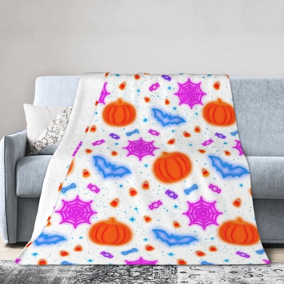 Halloween Throw Blanket, Soft Plush Flannel Throw, Cozy Year Round All Seasons Decoration for Sofa Bed 50x40