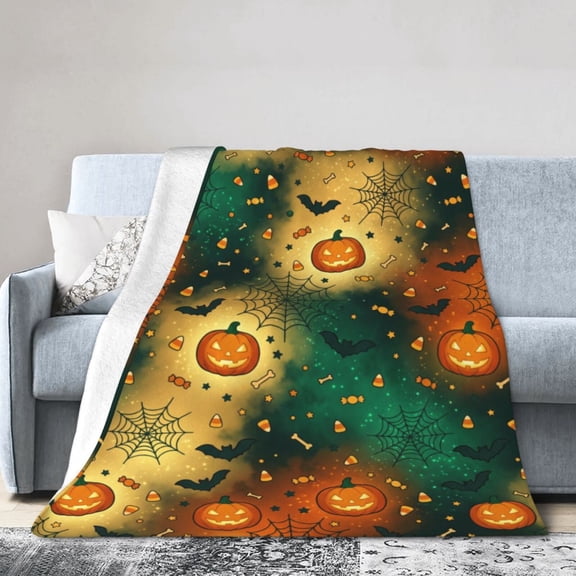 Halloween Throw Blanket, Soft Plush Flannel Throw, Cozy Year Round All Seasons Decoration for Sofa Bed 50x40