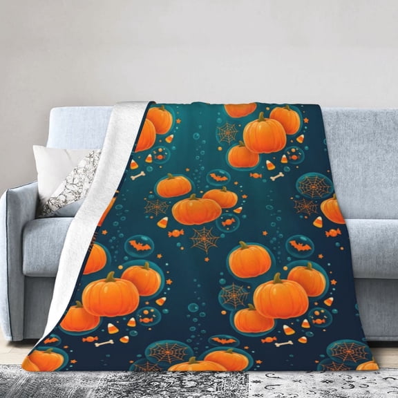 Halloween Throw Blanket, Soft Plush Flannel Throw, Cozy Year Round All Seasons Decoration for Sofa Bed 50x40