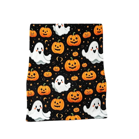 Halloween Throw Blanket, Spider Ghost Pumpkin Blanket, Spooky Decor Plush Soft Fleece Warm Cozy Flannel Throw Blanket for Couch Sofa Bedroom Chairs, 40"x52"