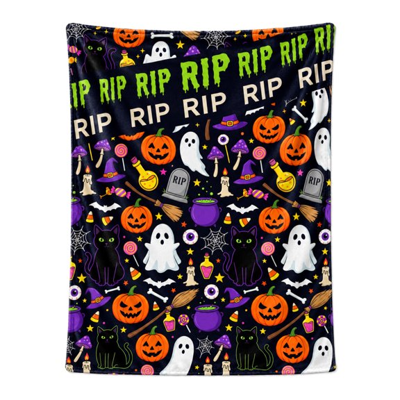 Halloween Throw Blanket, Spooky Gift for Women Halloween Lovers, Cute Seasonal Decor Blanket for Couch Bed Sofa Home Decoration 50x40