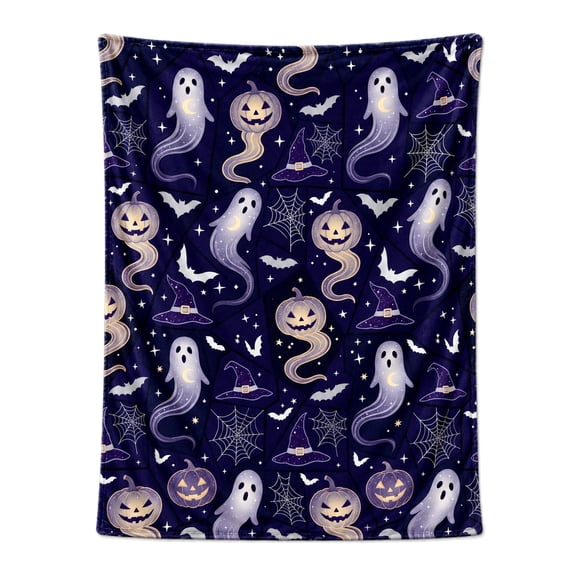 Halloween Throw Blanket, Spooky Pumpkin Ghosts Fall Decor, Soft Cozy Plush Flannel Blanket for Sofa Couch Bed,All Seasons 50x40