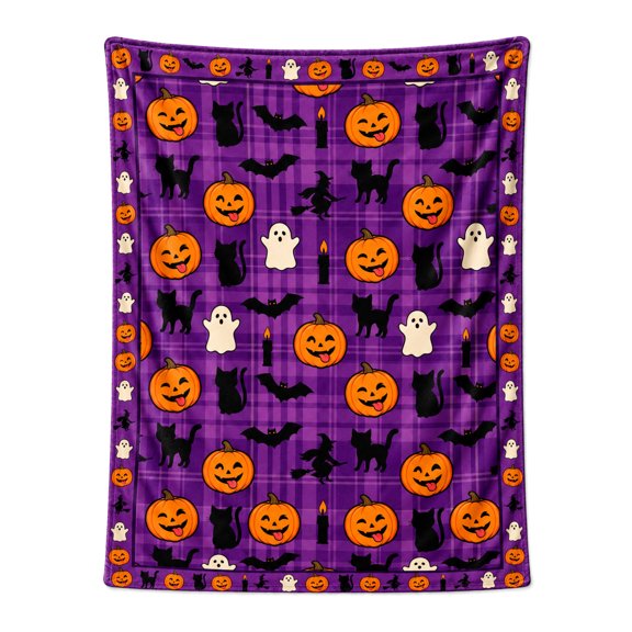 Halloween Throw Blanket Throw Blankets for Couch Sofa Bed Soft Warm Fuzzy Cozy Plush Checkered Blanket Farmhouse Fall Decor 50x40