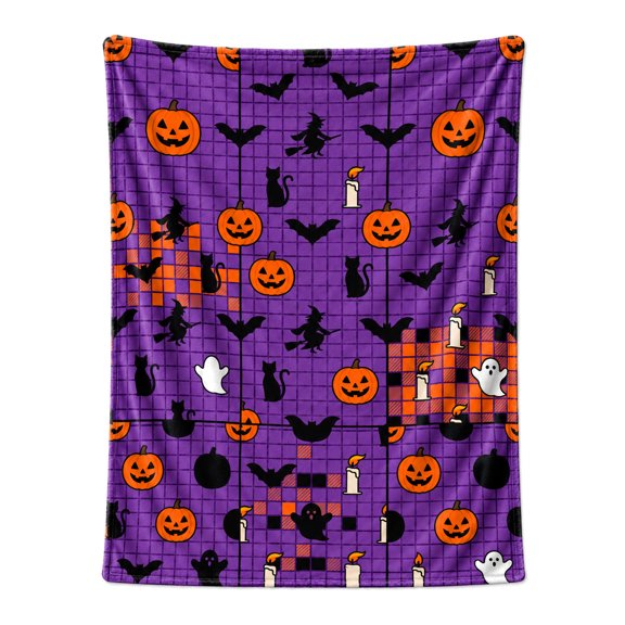 Halloween Throw Blanket Throw Blankets for Couch Sofa Bed Soft Warm Fuzzy Cozy Plush Checkered Blanket Farmhouse Fall Decor 50x40