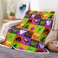 thumbnail image 1 of Halloween Throw Blanket, Trick or Treat Spooky Gothic Bat Fall Pumpkin Plaid Retro Halloween Cozy Bed Couch Blanket, Soft Comfy Fleece Flannel Throws and Blankets Livingroom Bedroom Decor, 1 of 7