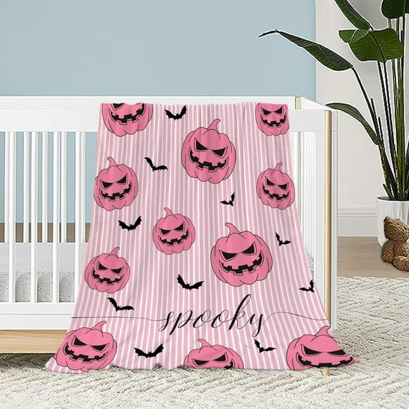 Halloween Throw Blanket Twin Pumpkins Skull Blanket Black Spooky Scary Decorative Lightweight Fuzzy Soft Plush Fleece Blankets and Throws Couch Sofa Bed Outdoor Lap Blanket