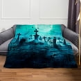 thumbnail image 1 of Halloween Throw Blanket Vintage Spooky Tombstone Throw Blanket for Couch Sofa Bed Living Room Halloween Cozy Soft Fuzzy Plush Fleece Blankets and Throws Decorative Blanket 29.5*39.4Inch, 1 of 8