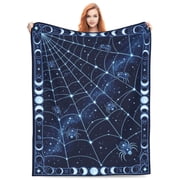 Halloween Throw Blanket, Whimsigoth Gothic Spider Web Aesthetic, Soft Warm Plush Flannel Blanket for Bedroom Guest Room Sofa 50x40