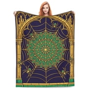 Halloween Throw Blanket, Whimsigoth Gothic Spider Web Aesthetic, Soft Warm Plush Flannel Blanket for Bedroom Guest Room Sofa 50x40