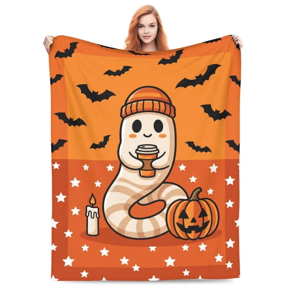 Halloween Throw Blanket for Adults, Haunted Halloween Blanket, Warm Soft Cozy Blanket for Lap Chair Sofa Couch Bedroom Living Room 50x40