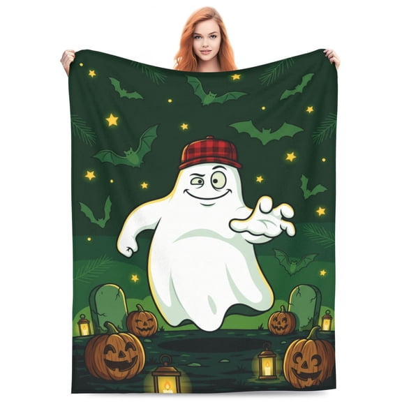 Halloween Throw Blanket for Adults, Haunted Halloween Blanket, Warm Soft Cozy Blanket for Lap Chair Sofa Couch Bedroom Living Room 50x40